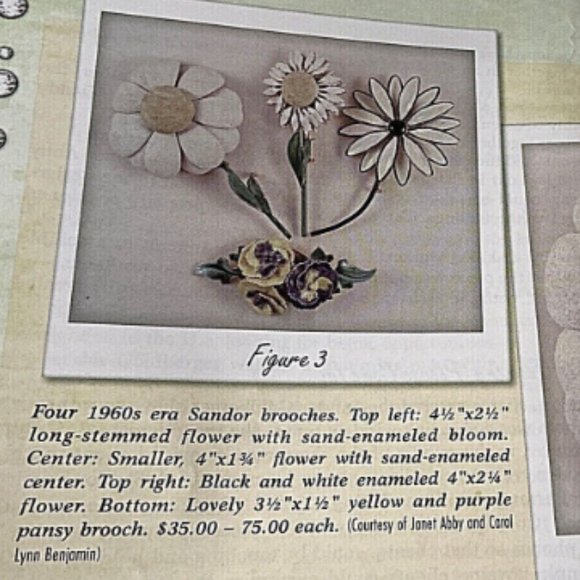 Sandor White Daisy Brooch Pin Ladybug Stem Flower Power 4" Vintage - Picture 11 of 12